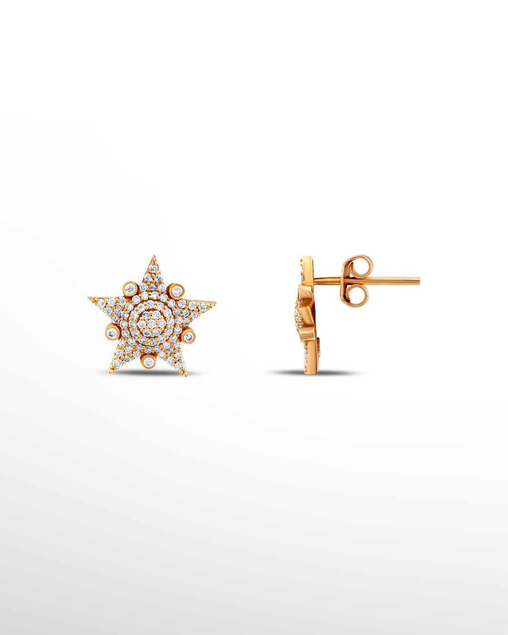 |0,55 Karat| 18 Ayar Roz Gold Altın Pırlanta Küpe