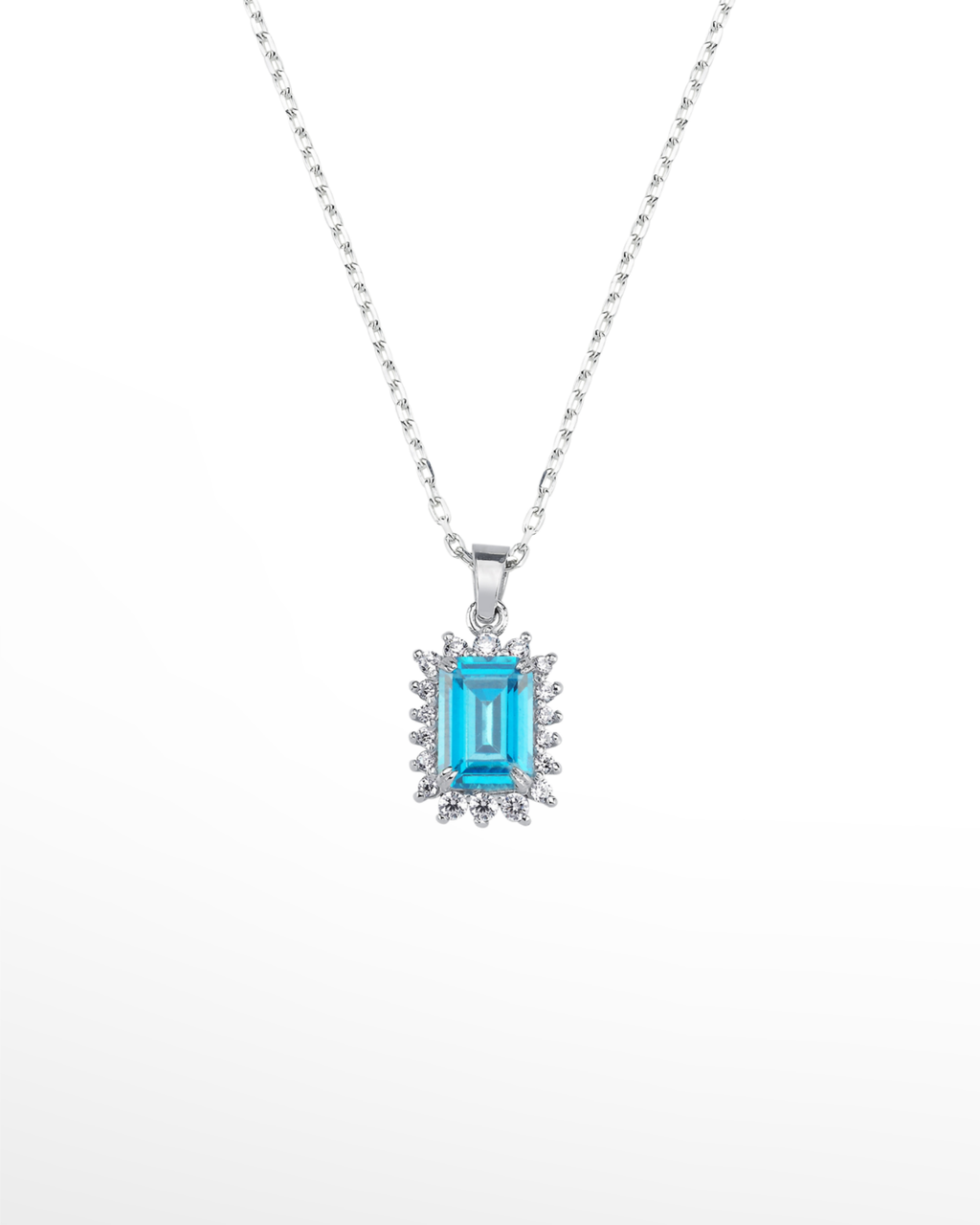 |1,15 Karat| 14 Ayar Beyaz Altın Aquamarine Pırlanta Kolye