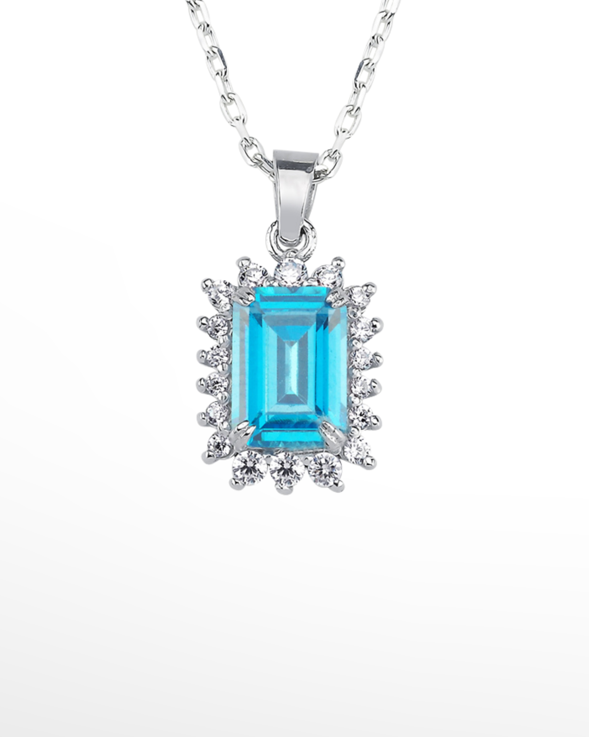 |1,15 Karat| 14 Ayar Beyaz Altın Aquamarine Pırlanta Kolye