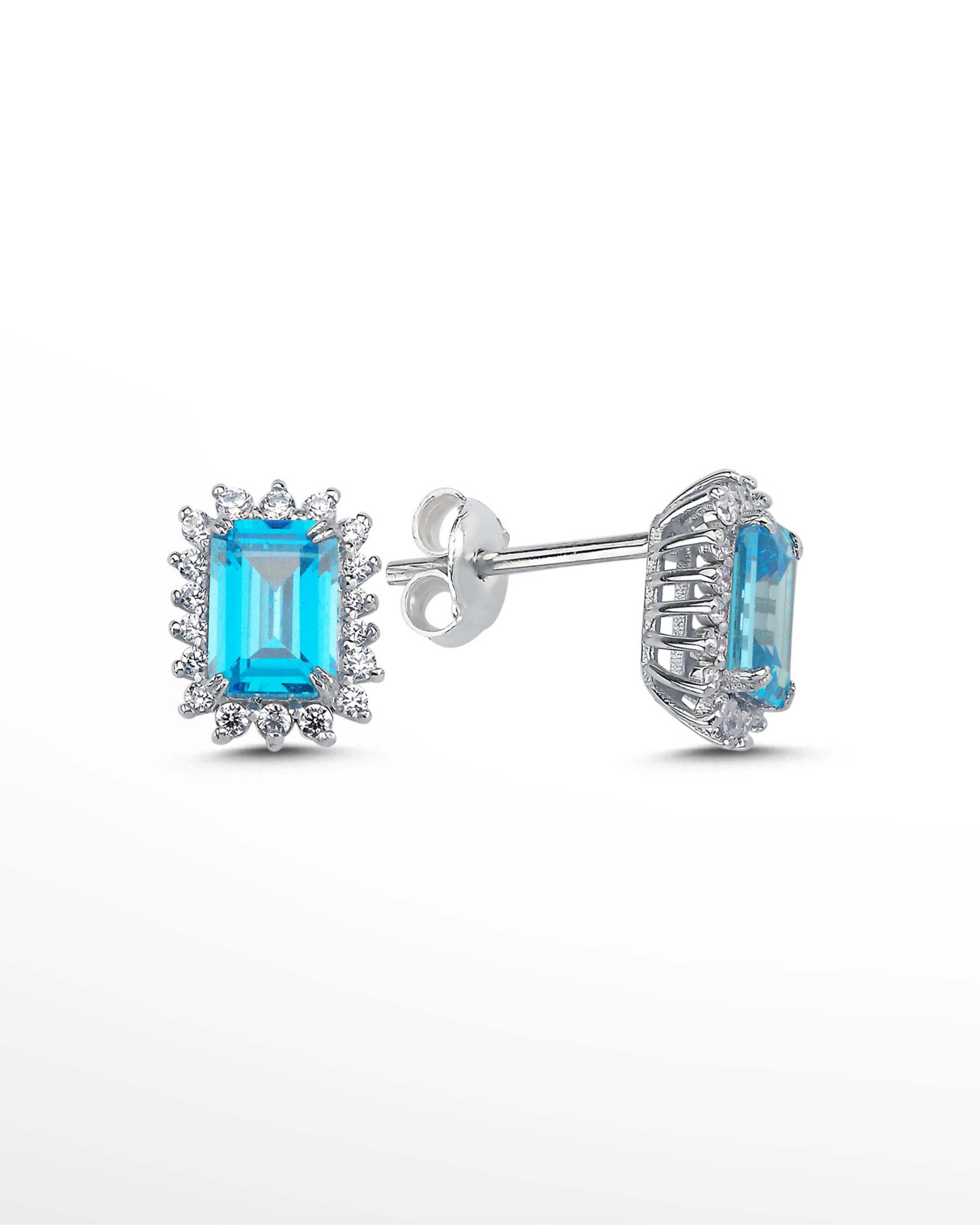 |2,30 Karat| 14 Ayar Altın Aqua Marine Taşlı Pırlanta Küpe